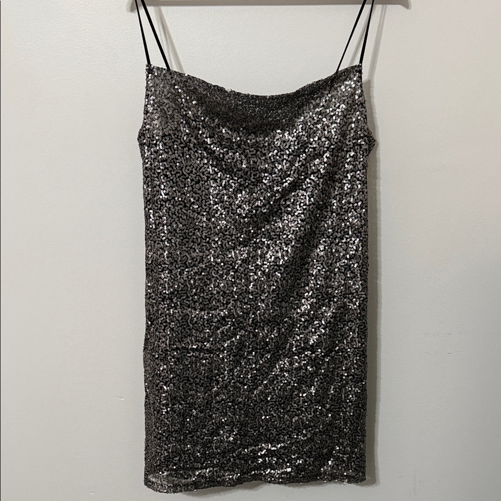 American Eagle Outfitters Glittering Silver Mini Dress